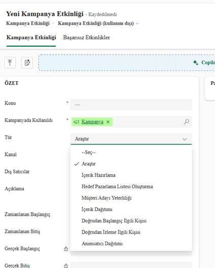 image-6 MICROSOFT DYNAMICS CRM PAZARLAMA MODÜLÜ (3) Kampanya Ekranı